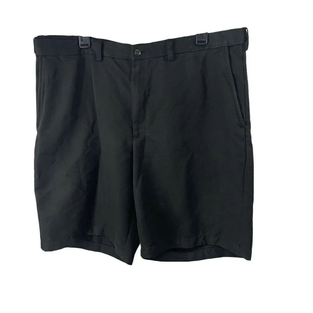 Flat Front Golf Shorts Solid Black Mens Size 38